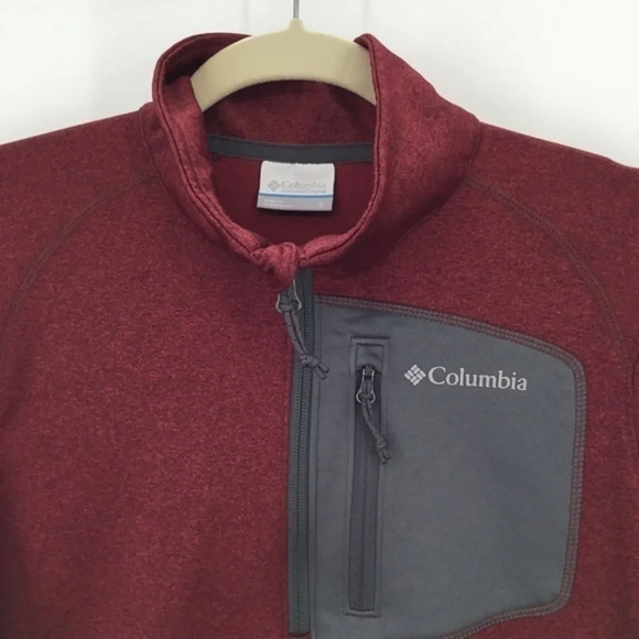 Columbia Men’s Burgundy Zip-Up Pullover Jacket Burgundy Casual Warm Size Small - Picture 4 of 5